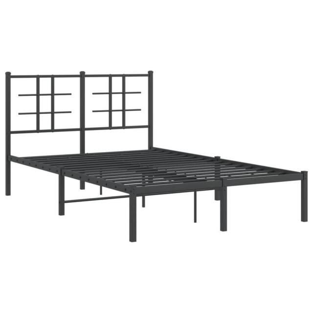 Berkfield Home Metal Bed Frame without Mattress with Headboard Black 120x200cm - Size: Small Double - image 1