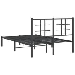 Berkfield Home Metal Bed Frame without Mattress with Headboard Black 120x200cm - Size: Small Double - thumbnail 7
