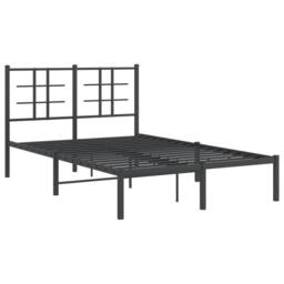 Berkfield Home Metal Bed Frame without Mattress with Headboard Black 120x200cm - Size: Small Double - thumbnail 1