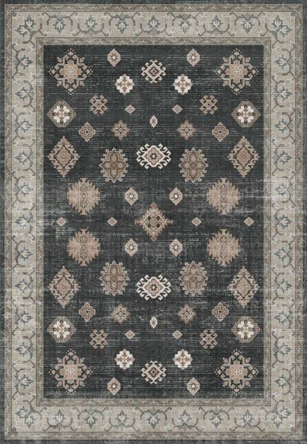 THE RUGS Farah Washable Persian Classic Rug - Soft Polyester Runner Design in Black - Size: 60 cm x 180 cm - image 1