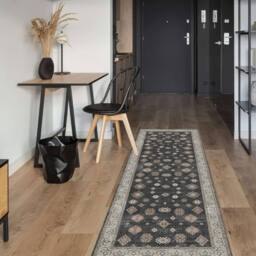 THE RUGS Farah Washable Persian Classic Rug - Soft Polyester Runner Design in Black - Size: 60 cm x 180 cm - thumbnail 4