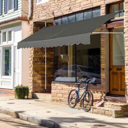 Costway 3.5M Telescopic Canopy Retractable Adjustable Outdoor Clamp Awning Sun Shelter in Grey - thumbnail 6
