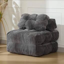 VOGREX Folding Futon Sofa Bed Convertible Sleeper Chair in Grey - thumbnail 6
