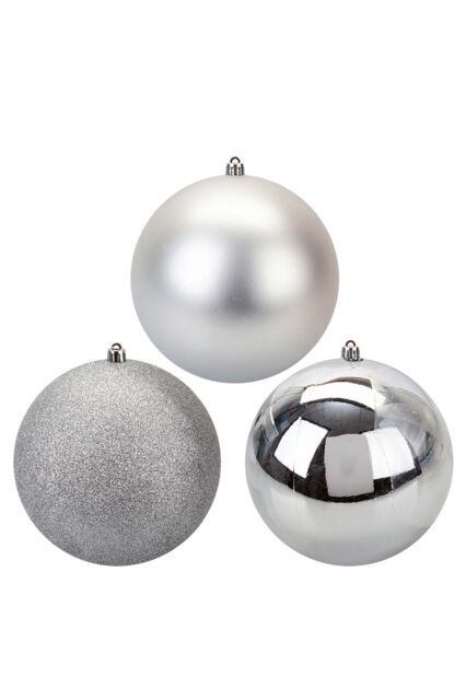 VFM e-Store Christmas Bauble Decoration Hanging Tree Ornament X 3 14cm Silver - image 1