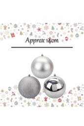 VFM e-Store Christmas Bauble Decoration Hanging Tree Ornament X 3 14cm Silver - thumbnail 2