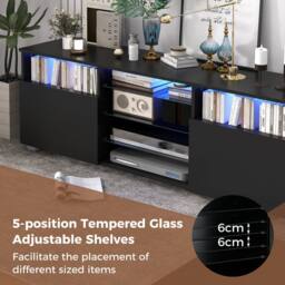 Costway TV Stand Console Table for 65 inch TV Modern Entertainment Center in Black - thumbnail 4