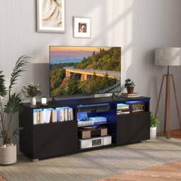 Costway TV Stand Console Table for 65 inch TV Modern Entertainment Center in Black