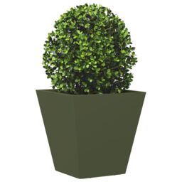 Berkfield Home Garden Planter Olive Green 30x30x30 cm Steel - Size: 30 x 30 x 30 cm - thumbnail 3