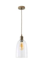 ValueLights Kira Glass Cloche Brushed Brass Single Ceiling Pendant Light in Bronze - thumbnail 6