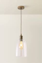 ValueLights Kira Glass Cloche Brushed Brass Single Ceiling Pendant Light in Bronze - thumbnail 3