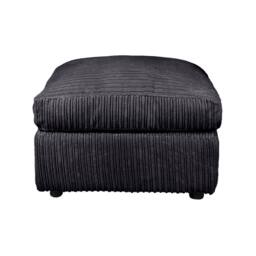 LUXURY LIFE Declan Jumbo Cord Fabric Footstool in Black - thumbnail 1