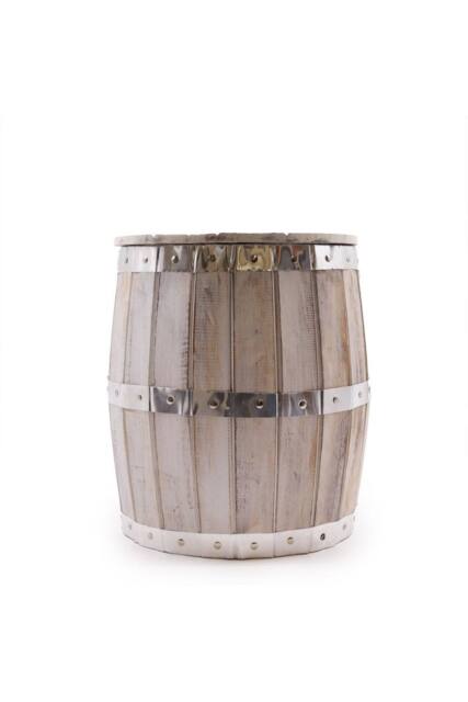 KDMD Whitewash Beer Barrel Stool with Storage Rustic Vintage Charm in White - image 1