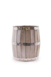 KDMD Whitewash Beer Barrel Stool with Storage Rustic Vintage Charm in White