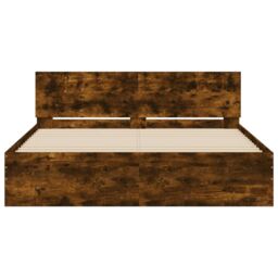 Berkfield Home Bed Frame without Mattress Smoked Oak 150x200 cm King Size in Brown - thumbnail 5
