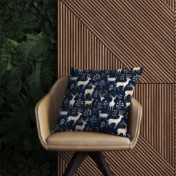 Warren Reed - Designer Reindeer, Whimsical, Illustration Pattern Outdoor Cushion in Blue - Size: 60 cm x 60 cm - thumbnail 2
