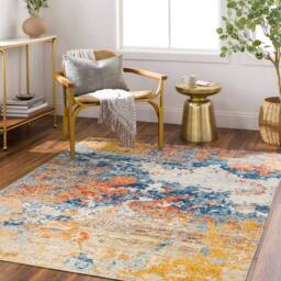 Livabliss Huntington Beach-Modern Blue Yellow Orange In- & Outdoor Rug in Burnt Orange - Size: 120 cm x 170 cm - thumbnail 6