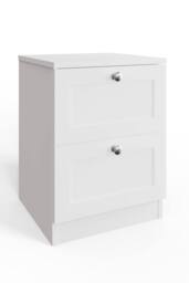 FWStyle Panelled 2 Drawer Bedside Chest (H) 55cm (W) 40cm (D) 40cm Extra Deep Drawers in White - thumbnail 2