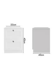 FWStyle Panelled 2 Drawer Bedside Chest (H) 55cm (W) 40cm (D) 40cm Extra Deep Drawers in White - thumbnail 5