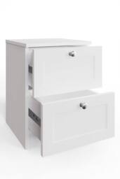 FWStyle Panelled 2 Drawer Bedside Chest (H) 55cm (W) 40cm (D) 40cm Extra Deep Drawers in White - thumbnail 3