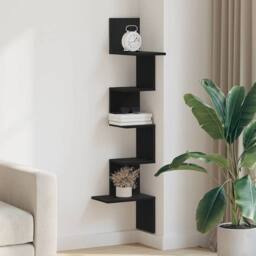 Berkfield Home Wall Corner Shelf Black 32x32x127, 5 cm Engineered Wood