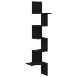 Berkfield Home Wall Corner Shelf Black 32x32x127, 5 cm Engineered Wood - thumbnail 3