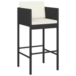 Berkfield Home 5 Piece Garden Bar Set with Cushions Poly Rattan Black - thumbnail 3