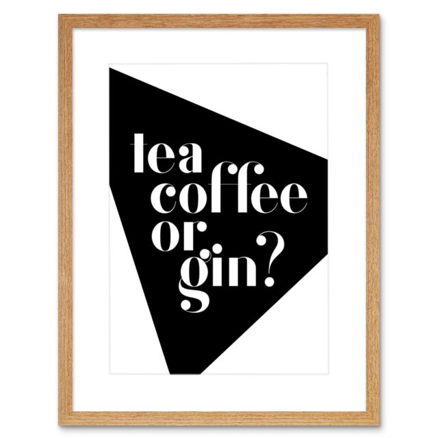"Artery8 Wall Art Print Tea Coffee Or Gin Artwork Framed 9X7 Inch in Beige - Size: W7"" x H9""" - image 1