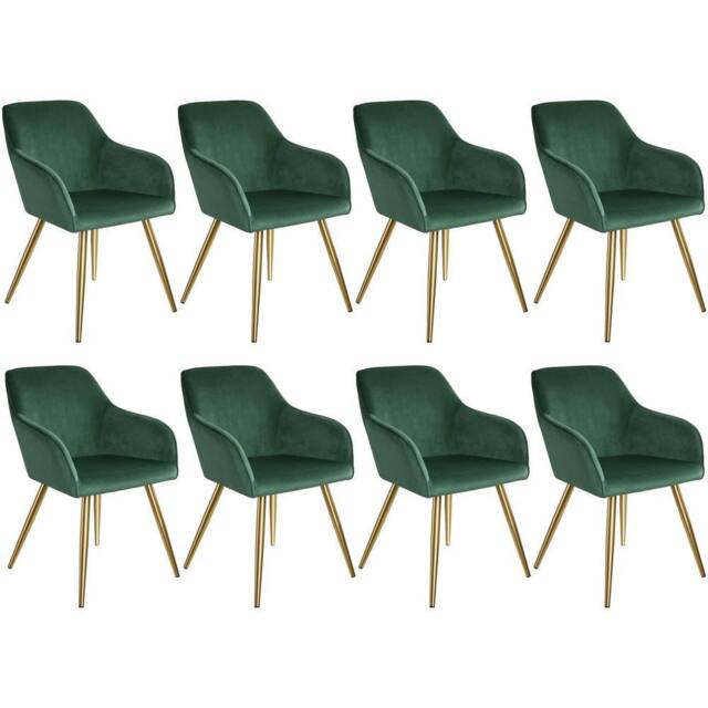 tectake Accent Chair Marilyn Set Of 8 - Dark Green/Gold in Dark Green - Size: 8 Pack - image 1