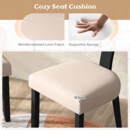 Costway Set of 2 Dining Chairs Linen Fabric Upholstered Accent Chairs - thumbnail 7