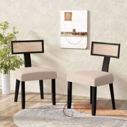 Costway Set of 2 Dining Chairs Linen Fabric Upholstered Accent Chairs - thumbnail 3