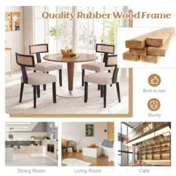 Costway Set of 2 Dining Chairs Linen Fabric Upholstered Accent Chairs - thumbnail 8