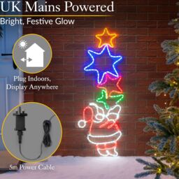 Christow Santa Rope Light Outdoor Christmas Decoration LED Xmas Wall Silhouette 127cm - thumbnail 6