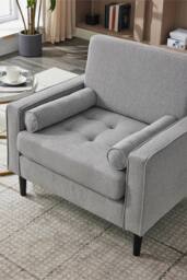 Living and Home Mid-Century Linen Single Sofa Armchair in Grey - thumbnail 6