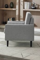 Living and Home Mid-Century Linen Single Sofa Armchair in Grey - thumbnail 4