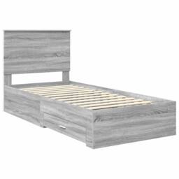 Berkfield Home Bed Frame Grey Sonoma & Silver 75 x 190 cm Engineered Wood - thumbnail 4
