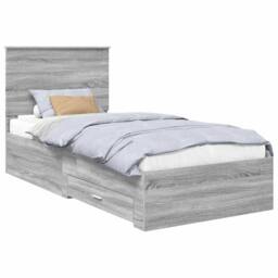 Berkfield Home Bed Frame Grey Sonoma & Silver 75 x 190 cm Engineered Wood - thumbnail 2