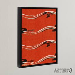 "Artery8 Vintage Pattern Abstract Birds in Red Framed Canvas Wall Art Print Korin - Size: W12"" x H16""" - thumbnail 2