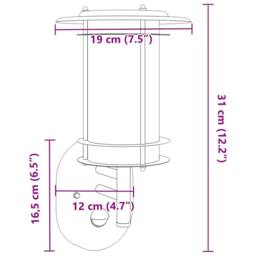 Berkfield Home Outdoor Wall Light with Sensor Silver Stainless Steel - thumbnail 7