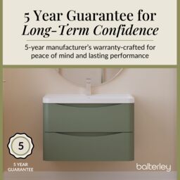 Balterley Wall Hung 2 Drawer Bathroom Vanity Unit & Basin, Satin Green, 755mm in Green - thumbnail 4