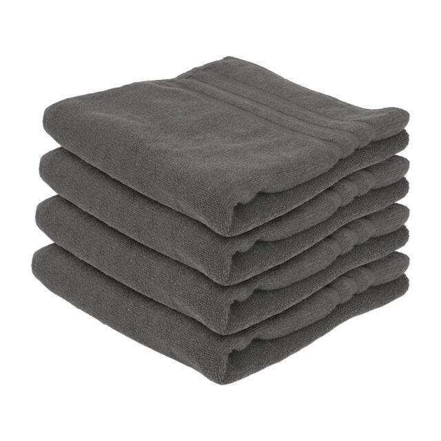 Nicola Spring Cotton Bath Towels - 135cm x 70cm - Pack of 4 in Charcoal