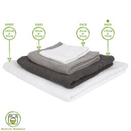 Nicola Spring Cotton Bath Towels - 135cm x 70cm - Pack of 4 in Charcoal - thumbnail 3
