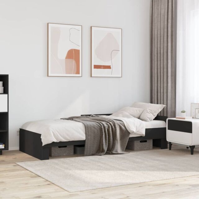 Berkfield Home Bed Frame without Mattress Black 75x190 cm Small Single Engineered Wood - image 1