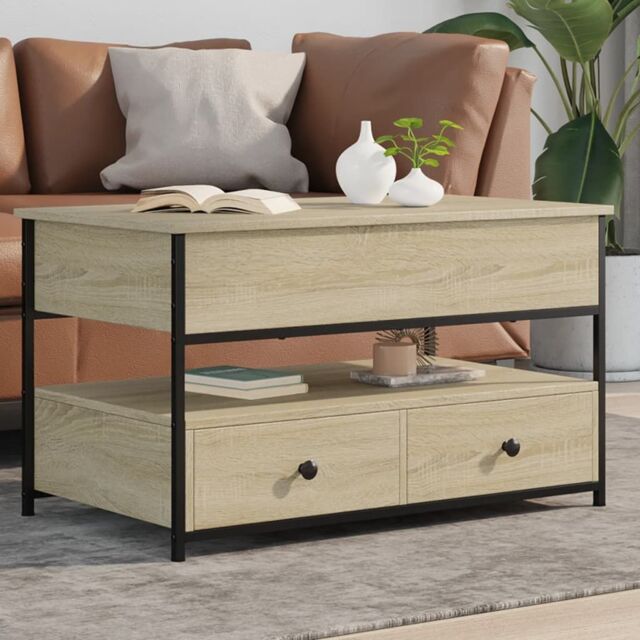 Berkfield Home Coffee Table Sonoma Oak 85x50x50 cm Engineered Wood & Metal in Brown - Size: 85 x 50 x 50 cm - image 1