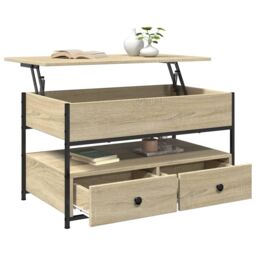 Berkfield Home Coffee Table Sonoma Oak 85x50x50 cm Engineered Wood & Metal in Brown - Size: 85 x 50 x 50 cm - thumbnail 4