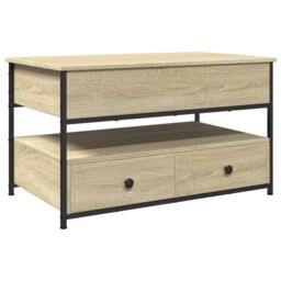 Berkfield Home Coffee Table Sonoma Oak 85x50x50 cm Engineered Wood & Metal in Brown - Size: 85 x 50 x 50 cm - thumbnail 2