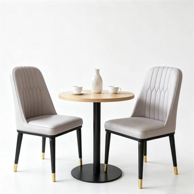 SPETLEK Set of 6 Grey Faux Leather Dining Chairs, Metal Legs - Size: 0.6m2 - image 1