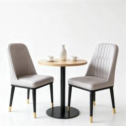 SPETLEK Set of 6 Grey Faux Leather Dining Chairs, Metal Legs - Size: 0.6m2 - thumbnail 1