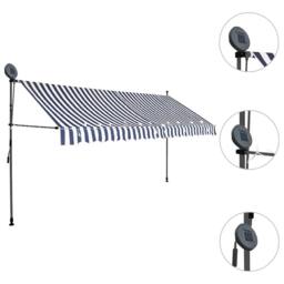Berkfield Home Manual Retractable Awning with LED 350 cm Blue & White