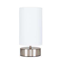 ValueLights Francis Brushed Chrome Dimmable Touch Table Lamps with Fabric Shade in White - thumbnail 2