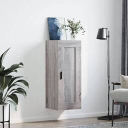Berkfield Home Wall Mounted Cabinet Grey Sonoma 34.5x34x90 cm Engineered Wood - thumbnail 1